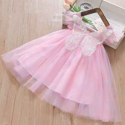 Rainbow Whimsy: 2024 Princess Butterfly Mesh Dress for Baby Girls Aged 1–5